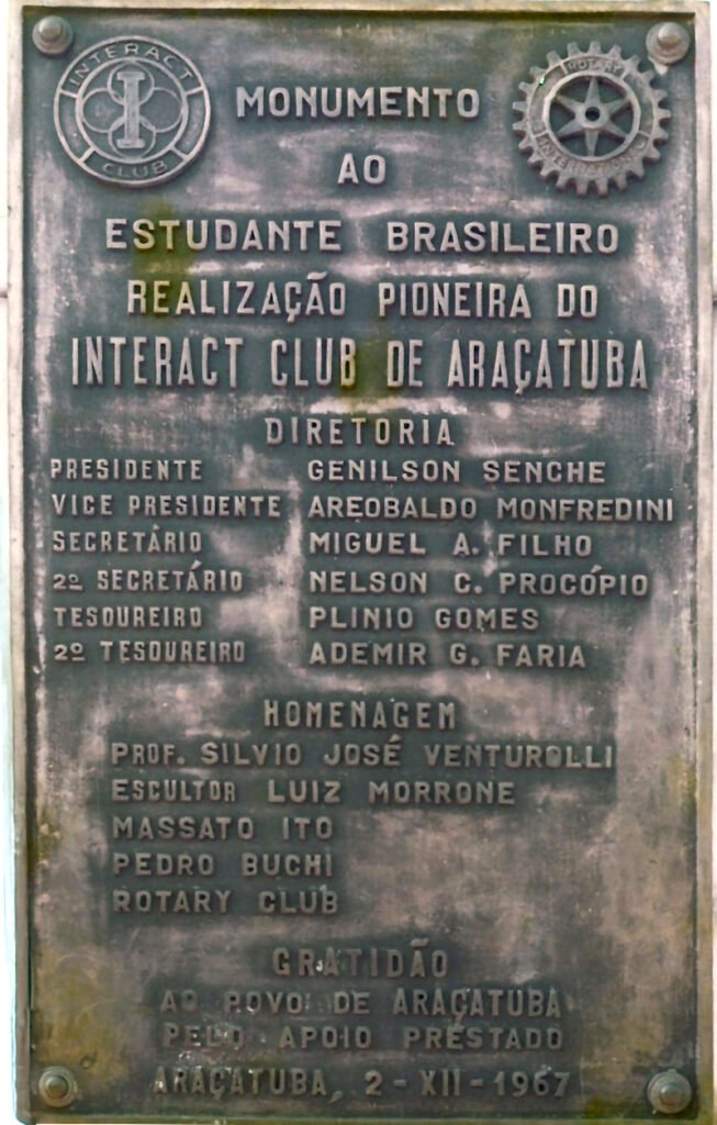 Placa do Monumento ao Estudante Brasileiro